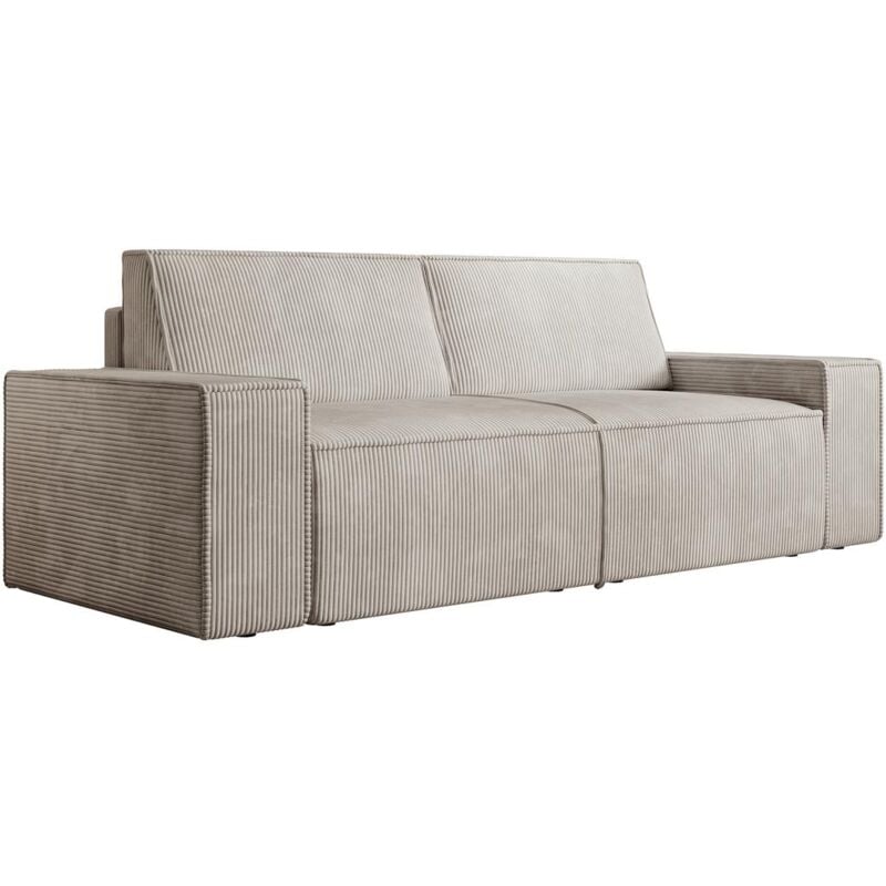 Vente-unique - Canapé 3 places en velours côtelé beige amelia