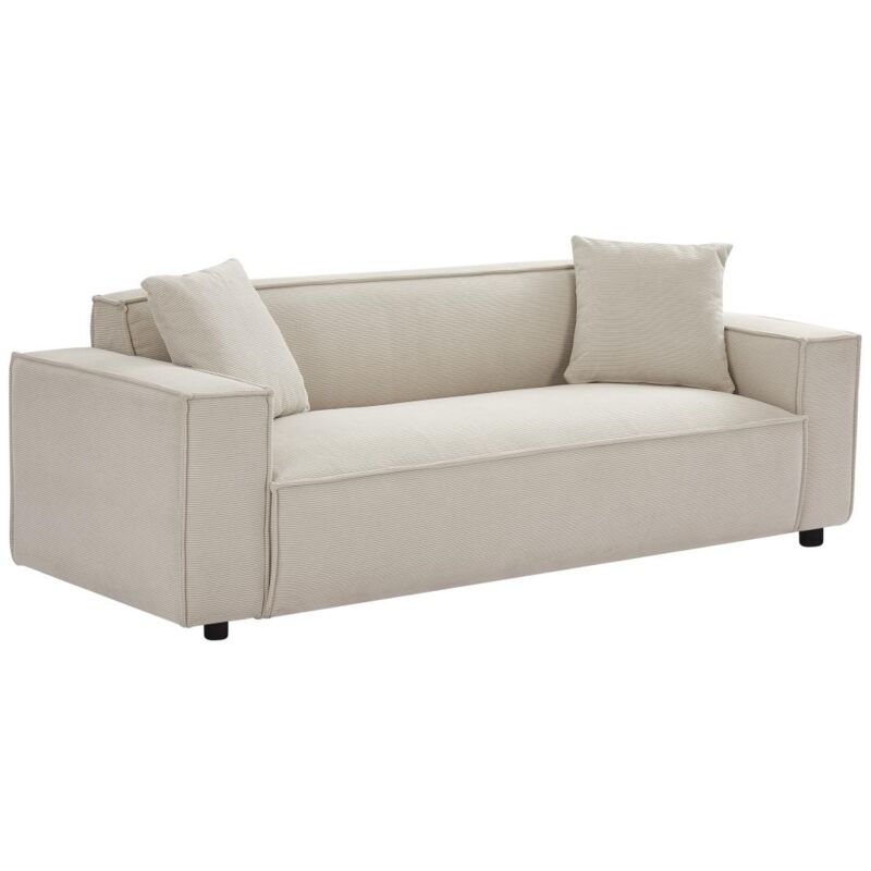Pascal Morabito - Canapé 3 places en velours côtelé beige borore de