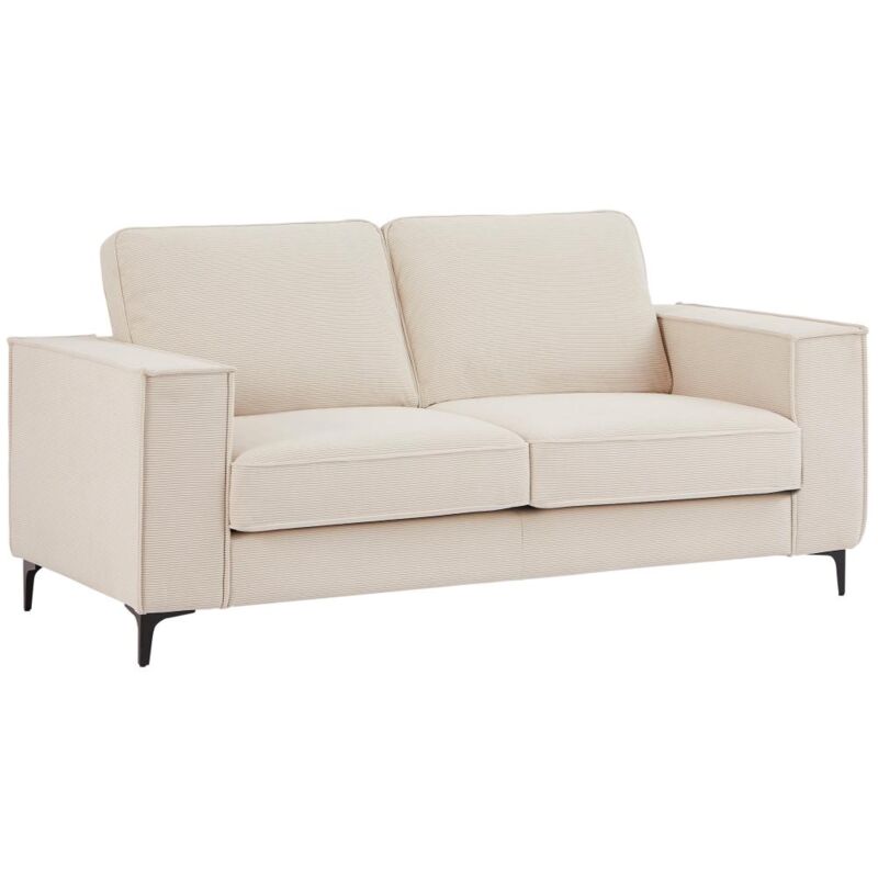 Vente-unique - Canapé 3 places en velours côtelé beige olmeda