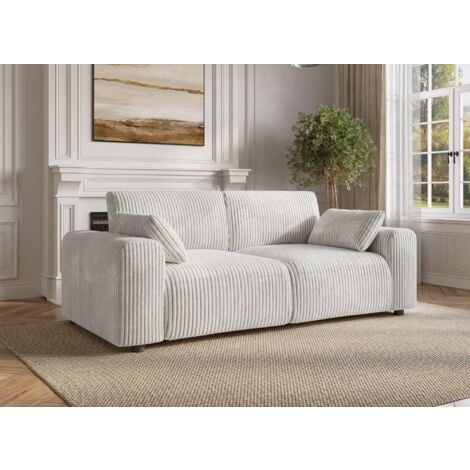 DECO IN PARIS INAM - Canapé 3 places en velours côtelé épais beige INAM