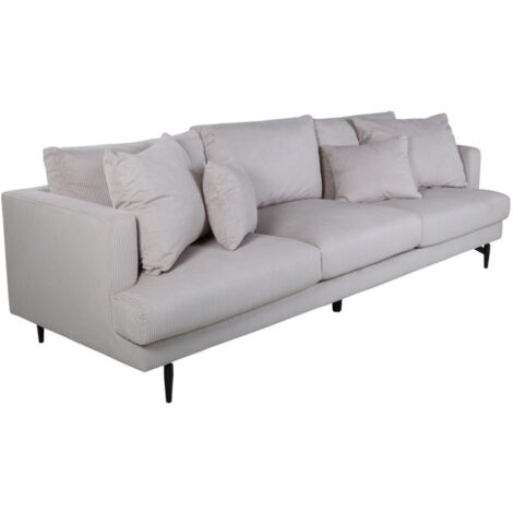 Canapé 3 Places en Velours Côtelé "Sofia" 260cm Beige