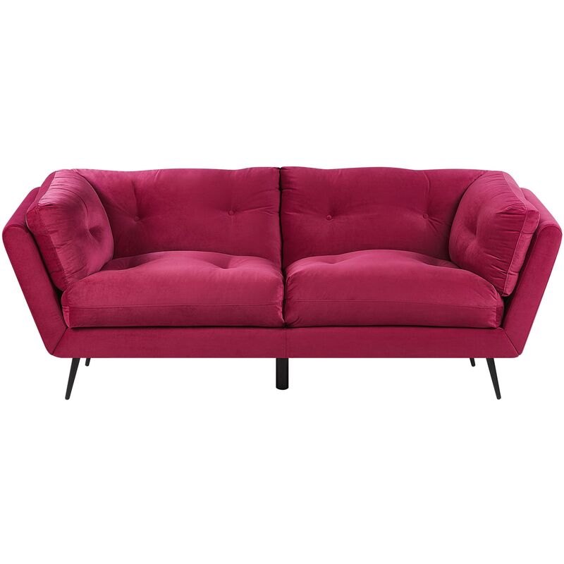 Canapé 3 places en velours rouge bordeaux LENVIK