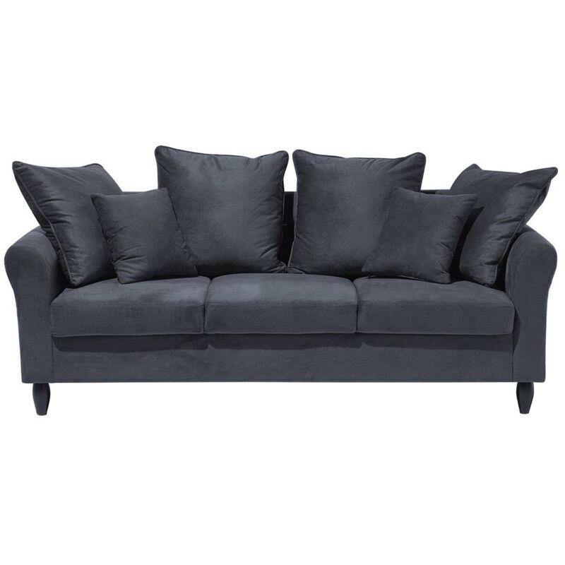 Beliani - Canapé Fixe 3 Places en Velours Gris au Design Glamour Tendance