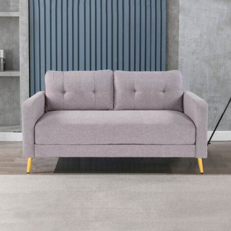 Canapé 3 places fixes en microfibre gris clair - GLIMAR