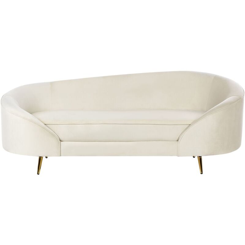Beliani - Canapé 3 Places Glamour en Velours Pieds en Métal Doré Beige Savar