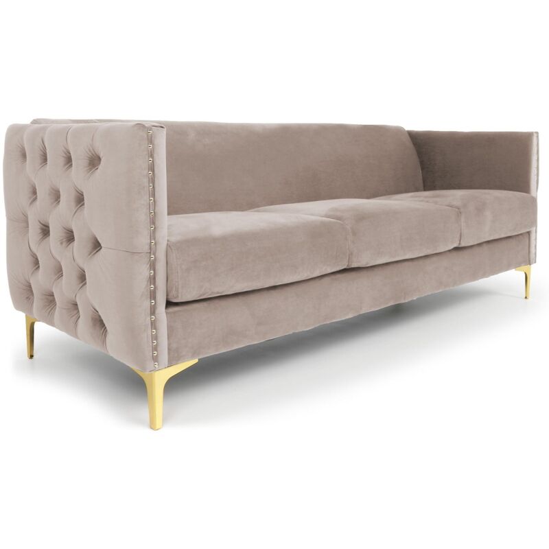 Cotecosy - Canapé 3 places Joshua Velours Taupe