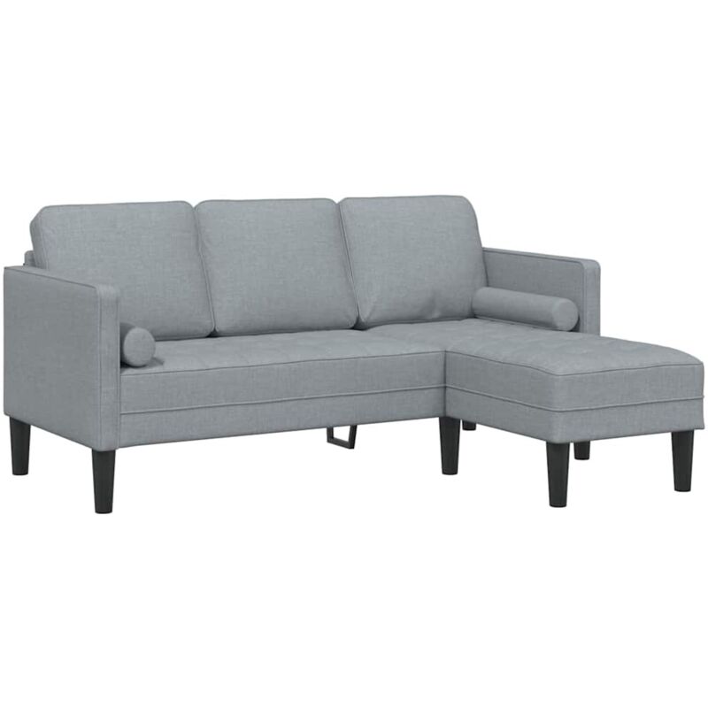 Vidaxl - Canapé 3 places l gris clair 160 cm en tissu