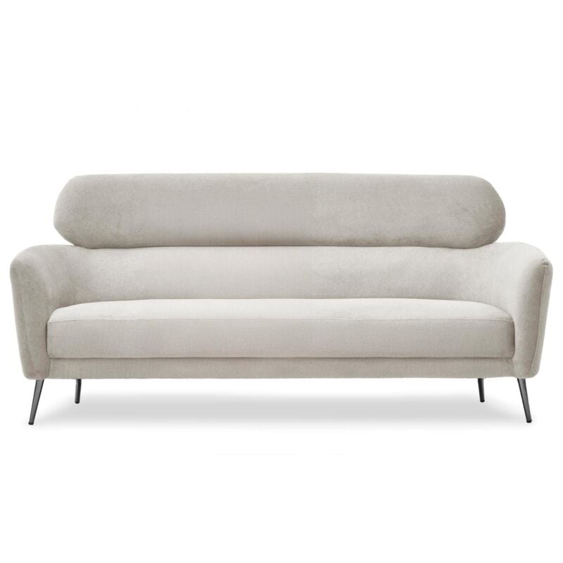 Cotecosy - Canapé 3 places moderne avec haut dossier Damigal Tissu doux Beige