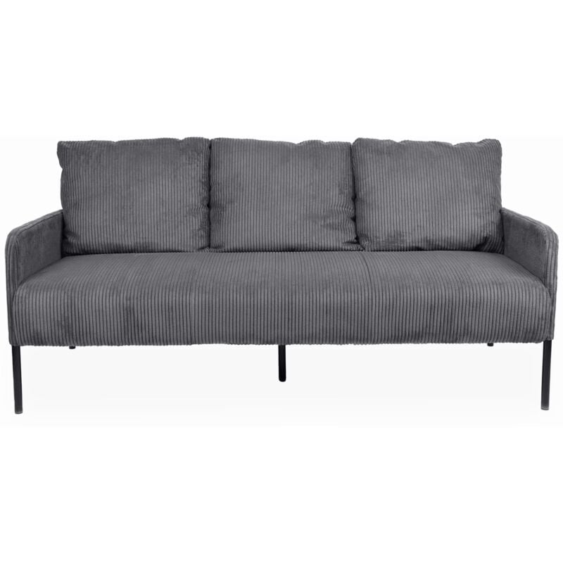 Cotecosy - Canapé 3 places moderne et élégant Manuelo Velours côtelé Gris foncé
