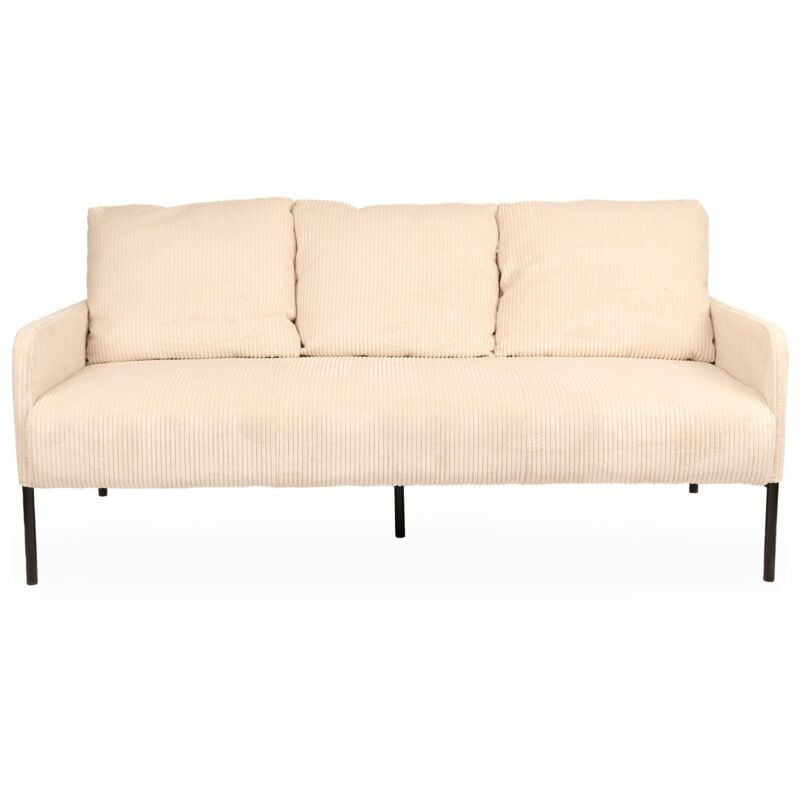 Cotecosy - Canapé 3 places moderne et élégant Manuelo Velours côtelé Beige