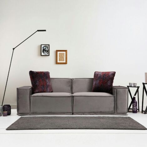 Canapé 3 places modulable velours gris, style urbain BILLUND
