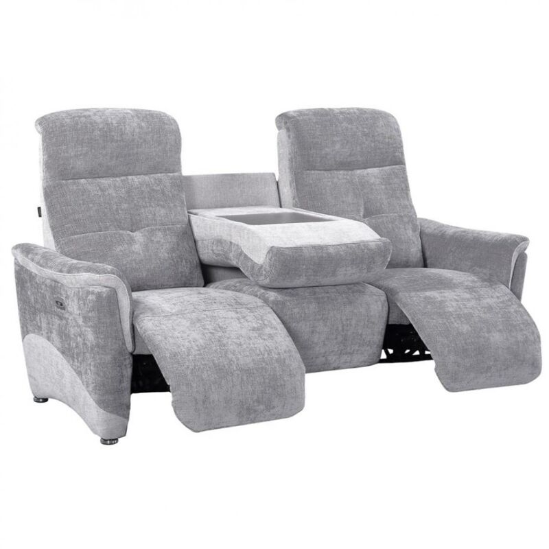 Inside75 - Canapé 3 places relax électrique bloom tissu maillé gris foncé & gris clair