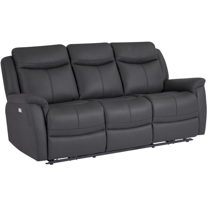 Vente-unique - Canapé 3 places relax électrique en cuir de vachette gris anthracite nomajo