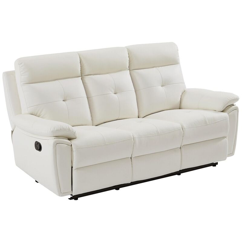 Vente-unique - Canapé 3 places relax en cuir blanc vineta