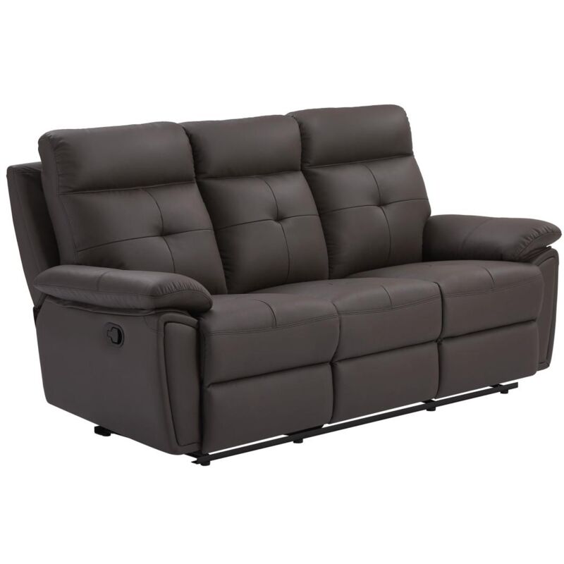 Canapé 3 places relax en cuir marron vineta