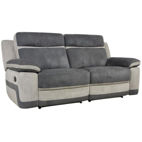 Canapé 3 places relax en microfibre anthracite et bandes gris clair TALCA