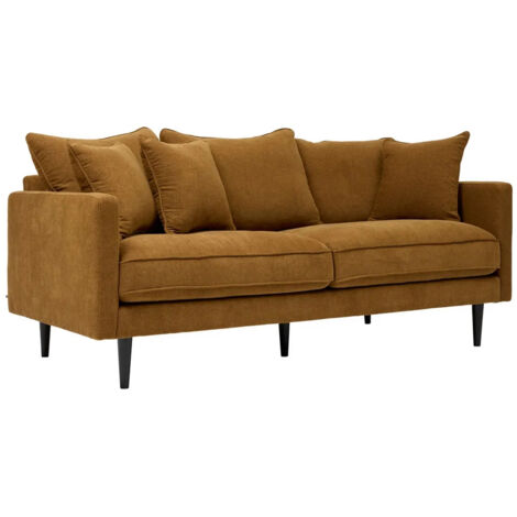 Canapé 3 places Sofa Fauteuil coloris caramel - Longueur 194 x Profondeur 96 x Hauteur 85 cm