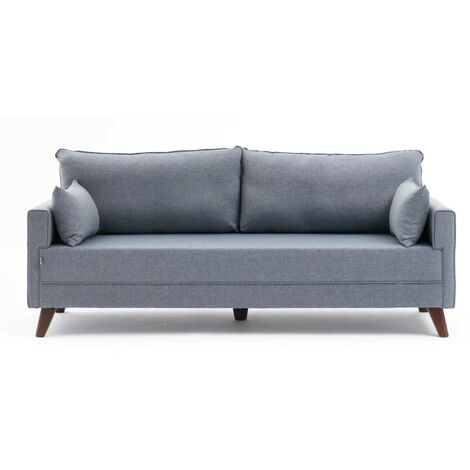 Canapé 3 places tissu bleu Davoz 208cm