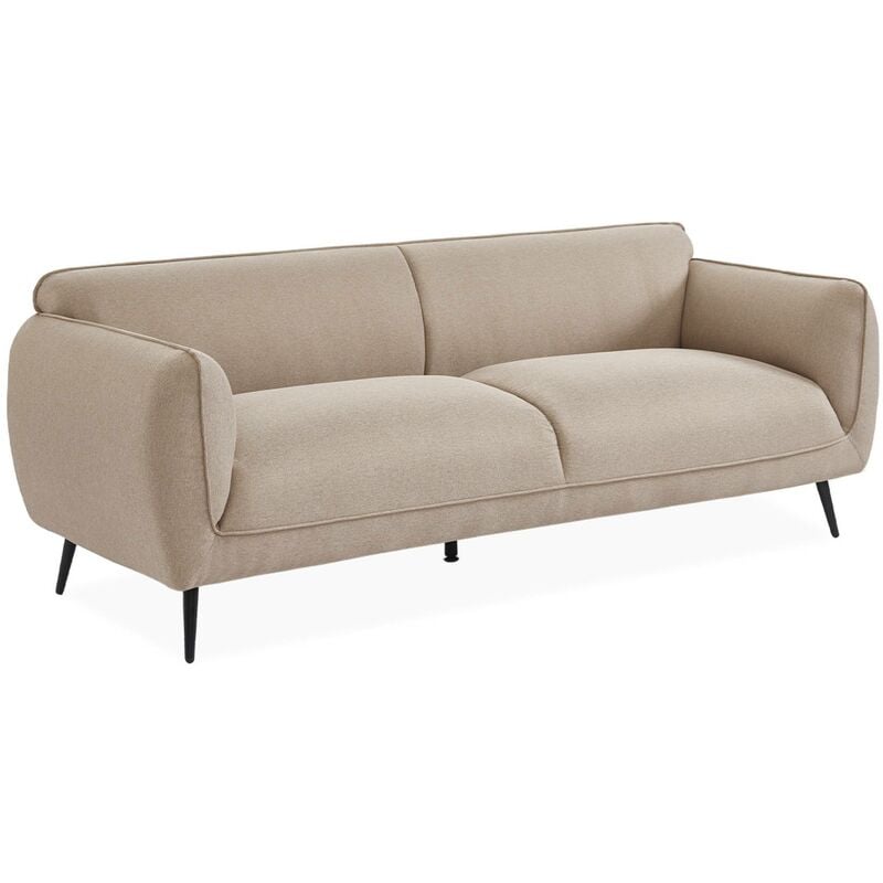 Sweeek - Canapé 3 places tissu et pieds métal noir Polyester Beige