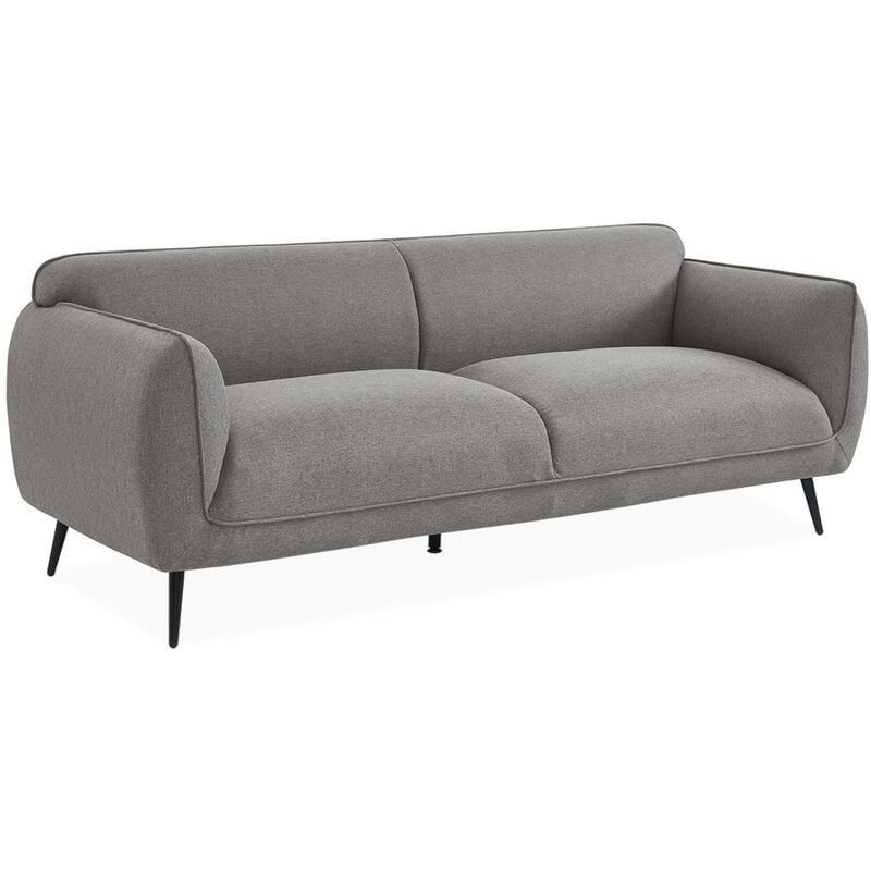 Sweeek - Canapé 3 places tissu et pieds métal noir Polyester Gris clair