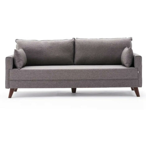 Canapé 3 places tissu marron clair Davoz 208cm