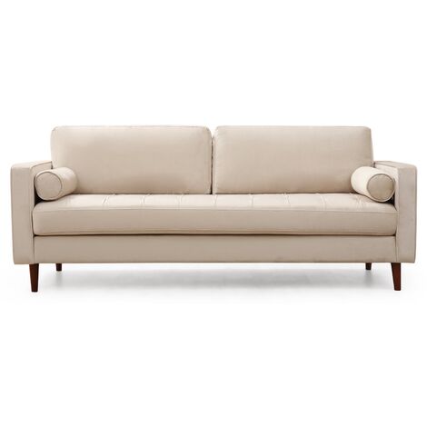Canapé 3 places velours beige Romuza 215cm