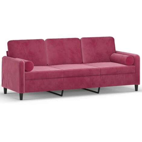 Canapé 3 places,Sofa pour Salon,Banquette avec oreillers bordeaux 180 cm velours CFW121769