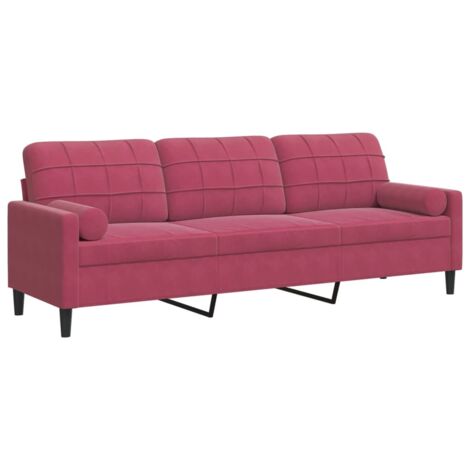 Canapé 3 places,Sofa pour Salon,Banquette avec oreillers bordeaux 210 cm velours CFW857737