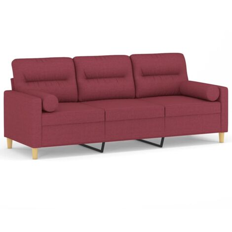 Canapé 3 places,Sofa pour Salon,Banquette avec oreillers décoratifs bordeaux 180 cm tissu CFW386205