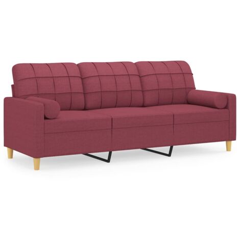 Canapé 3 places,Sofa pour Salon,Banquette avec oreillers décoratifs bordeaux 180 cm tissu CFW721994
