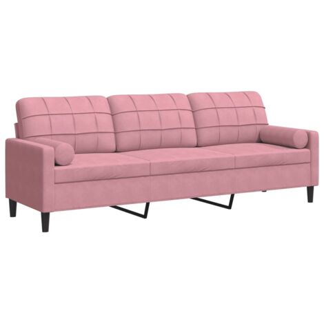 Canapé 3 places,Sofa pour Salon,Banquette avec oreillers décoratifs rose 210 cm velours CFW290544