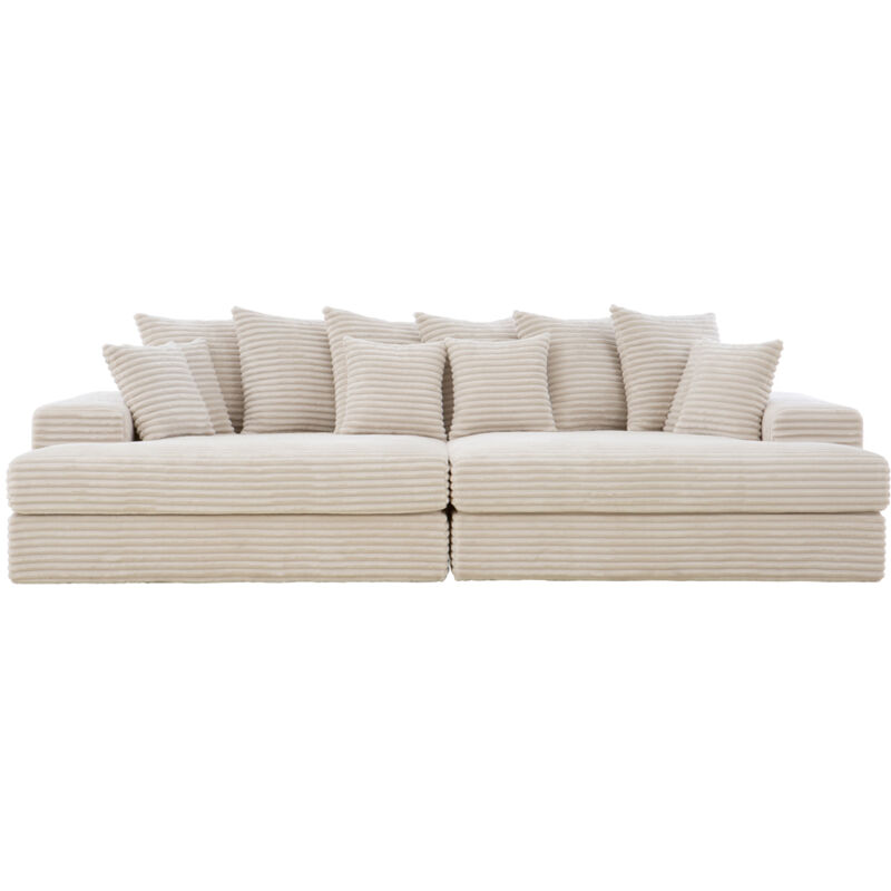 Concept-usine - cardiff - Canapé 4 places assise profonde en velours côtelé beige