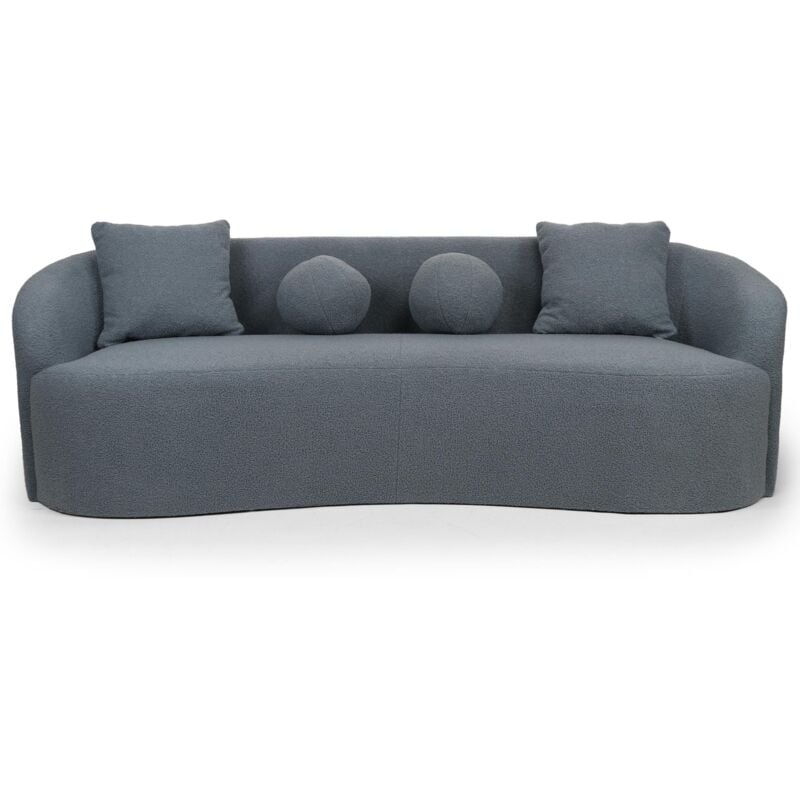Cotecosy - Canapé 4 places au design élégant et incurvé Alex xl Tissu bouclette Gris