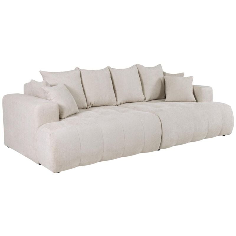 Vente-unique - Canapé 4 places confort assise profonde en tissu texturé beige motino