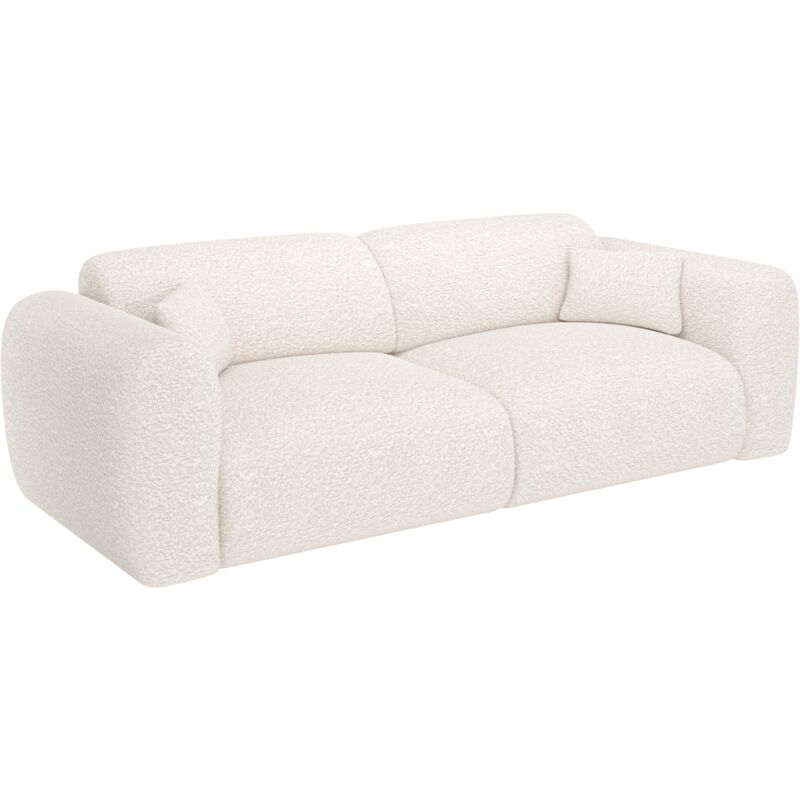 Vente-unique - Canapé 4 places convertible en tissu bouclette blanc pogni de Maison Céphy