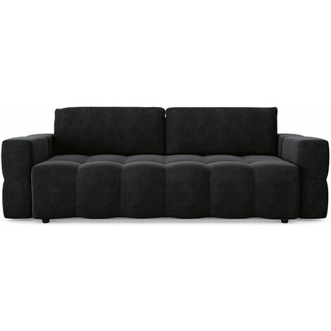 SIA HOME Canapé 4 places convertible GABRIEL Velours - Avec coffre de rangement