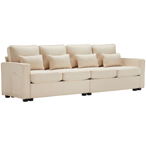 Canapé 4 places en lin beige 264.00x83.00x87.00 cm style simple ZIPSOFA Canapé