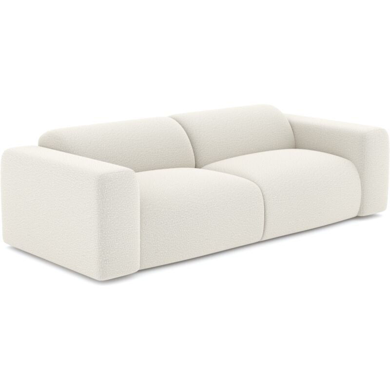 Vente-unique - Canapé 4 places en tissu bouclette blanc pogni de Maison Céphy