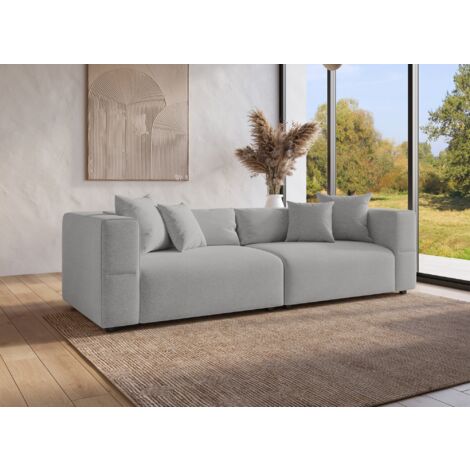 Canapé 4 places en tissu gris EVELYNE