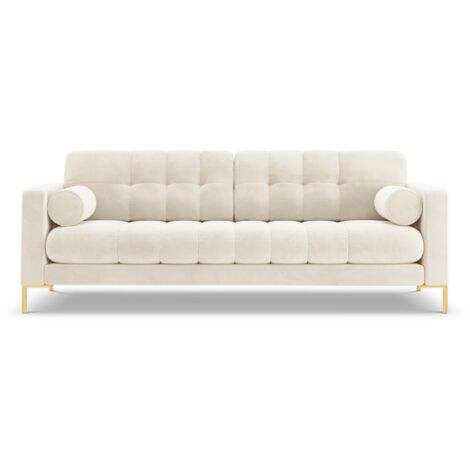 Canapé 4 places en velours beige clair