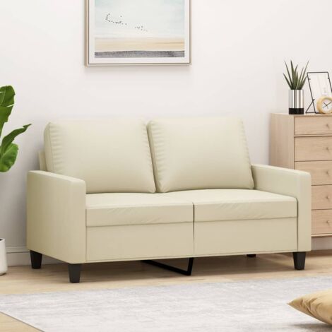 Canapé à 2 places, Banquette Sofa de Salon, Canapé droit Crème 120 cm Similicuir KEF136631 DESIGN IN