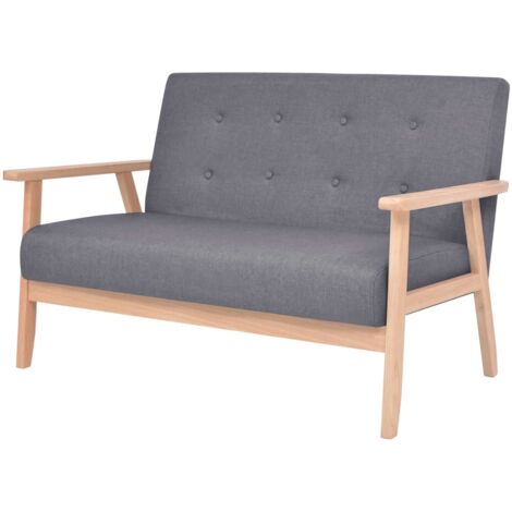 Canapé à 2 places, Banquette Sofa de Salon, Canapé droit Tissu Gris foncé DESIGN IN
