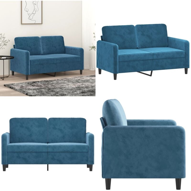 Vidaxl - Canapé à 2 places Bleu 120 cm Velours - Canapé Deux Places - Canapé Bleu - Canapé Velours - Meuble Salon - Salon Cosy - Home & Living