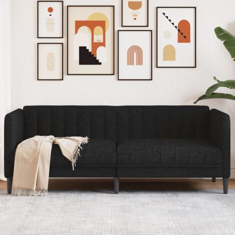 Canapé à 2 places, Canapé droit, Banquette Sofa de Salon noir tissu WFE706434 DESIGN IN