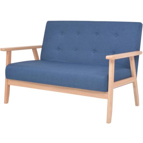 Canapé à 2 places, Canapé droit, Canapé relax moderne pour Salon tissu bleu pwfn75738 DESIGN IN