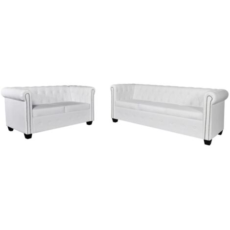 Canapé à 2 places Chesterfield Charm,Sofa Relax et à 3 places blanc -Q1175