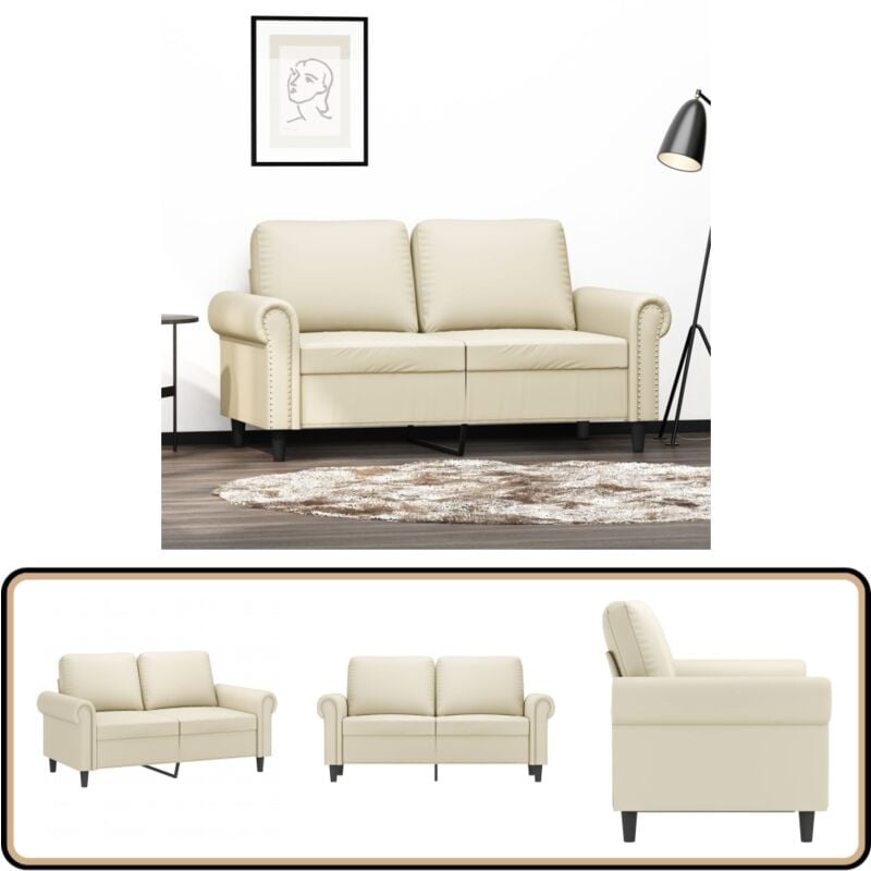 Vidaxl - Canapé à 2 places Crème 120 cm Similicuir - Canapé Deux Places - Canapé Crème - Canapé Simili Cuir - Canapé Design - Meuble Salon