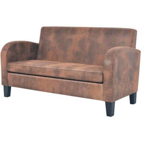 vidaXL Canapé Daim Synthétique Marron Mobilier Salon Fauteuil Multi Modèle