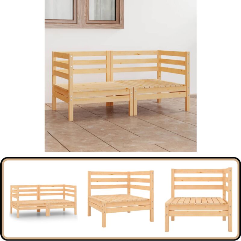 Canapé à 2 places de jardin Bois de pin solide - Canapé De Jardin - Mobilier De Jardin - Canapé En Bois - Salon De Jardin - Ensemble De Jardin