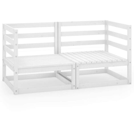 Canapé à 2 places de jardin Divan de jardin Blanc Bois de pin solide